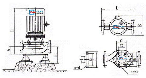 管道離心泵安裝尺寸 管道離心泵安裝尺寸