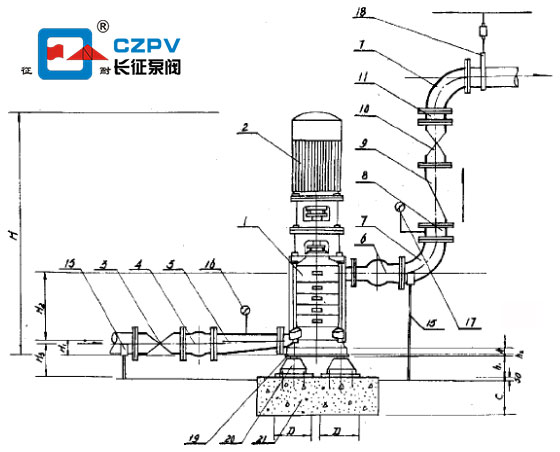 立式循環水泵的安裝圖 立式循環水泵的安裝圖