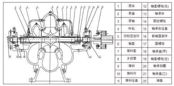 立式雙吸泵結構示意圖 立式雙吸泵結構示意圖