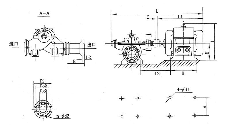 雙吸泵安裝示意圖 雙吸泵安裝示意圖
