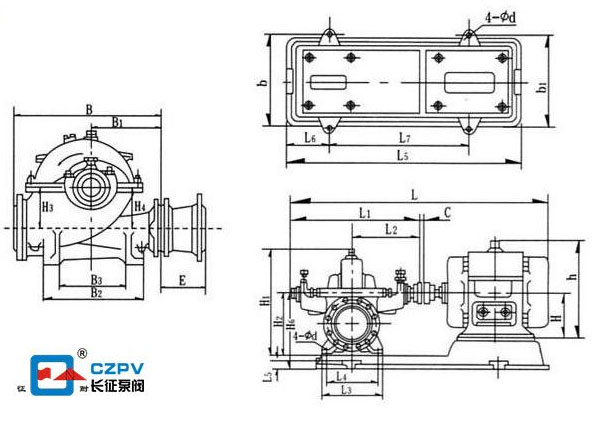 雙吸泵安裝示意圖 雙吸泵安裝示意圖